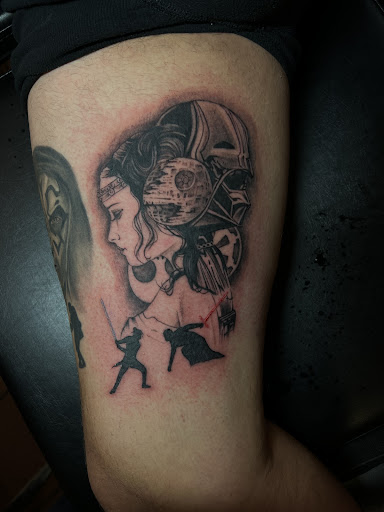 Explore tattoo ideas leg calf, creative tattoo ideas in Newtonville, available at Nirvana Tattoo Studio