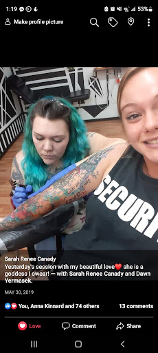 Explore patch sleeve tattoo ideas, creative tattoo ideas in Benton, available at Spectrum Tattoo