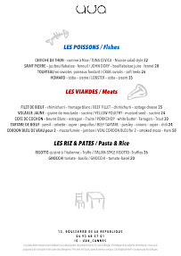 Menu / carte de UVA - restaurant cannes à Cannes