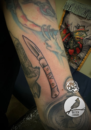 Explore skull forearm tattoo ideas, creative tattoo ideas in Nashville, available at RedBird Tattoo