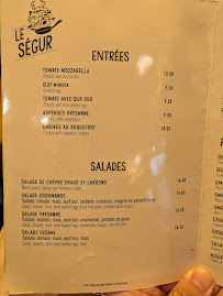 Menu / carte de Brasserie Le Ségur à Paris