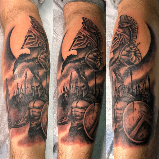 Explore chest and arm tattoo ideas, creative tattoo ideas in Virginia Beach, available at World Famous Blue Horseshoe Tattoo and Piercing Independence