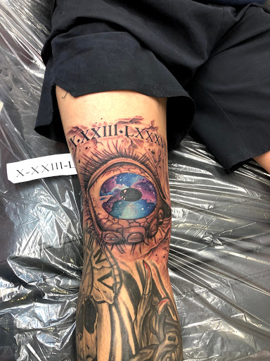 Explore knee surgery tattoo ideas, creative tattoo ideas in San Antonio, available at Twisted Tattoo