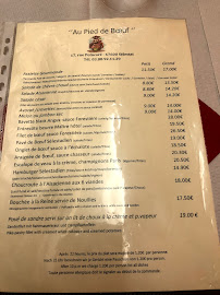 Restaurant français Au Pied De Boeuf à Sélestat (la carte)