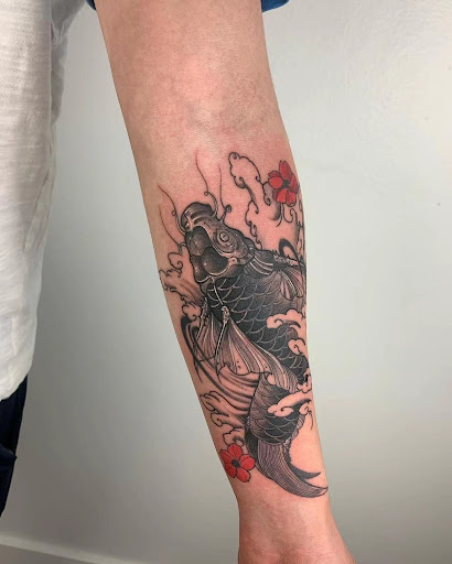 Explore mens shin tattoo ideas, creative tattoo ideas in Orange, available at Baron Art Tattoo