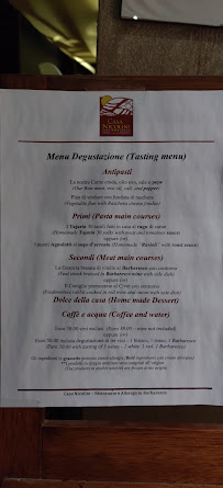 Restaurant Casa Nicolini à Tre Stelle (le menu)