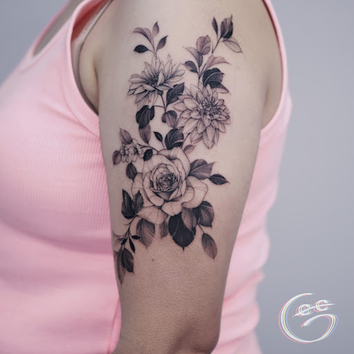 Explore dragon sleeve tattoo ideas, creative tattoo ideas in Alhambra, available at Gee Ink Tattoo