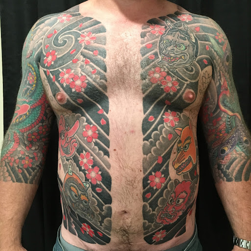 Explore cool chest tattoo ideas for guys, creative tattoo ideas in Dallas, available at Carl Hallowell, Horisho