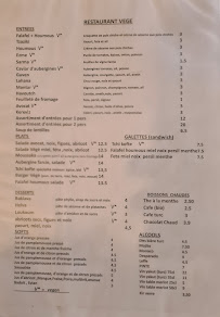 Carte du Restaurant VEGE à Paris