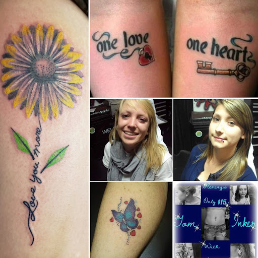 Explore tattoo initials ideas, creative tattoo ideas in Elko, available at Tom Custom Tattoos and Body Piercing Studio
