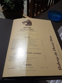 Restaurant français L'auberge Du Cheval Blanc à Brunembert (le menu)