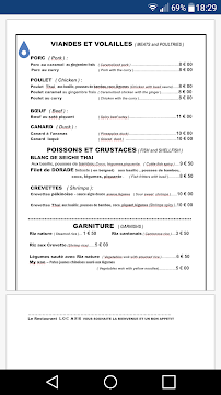 Restaurant Loc Anh à Avignon menu