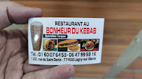 Kebab Restaurant Au Bonheur Du Kebab à Lagny-sur-Marne - menu / carte