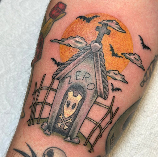 Explore skull rose tattoo ideas, creative tattoo ideas in Apple Valley, available at Tried and True Tattoo Parlor