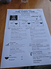 Restaurant thaï Siam Square Thaï Street Food à Paris - menu / carte