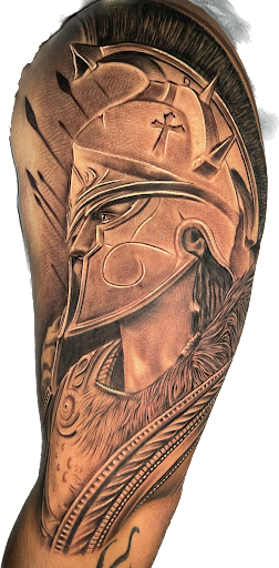 Explore afro tattoo ideas, creative tattoo ideas in Brighton, available at Eze-Boi Family Studios