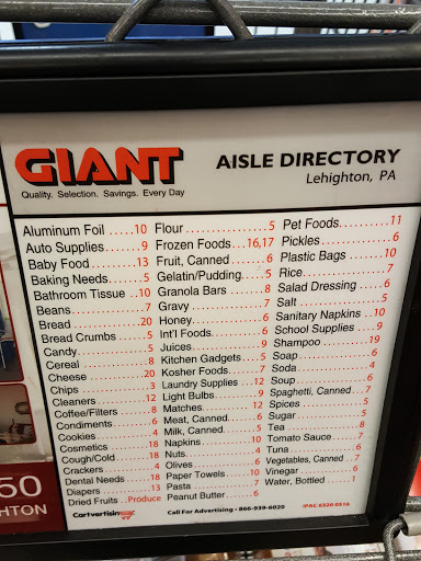 Grocery Store «Giant Food Stores», reviews and photos, 1241 Blakeslee Blvd Dr E, Lehighton, PA 18235, USA