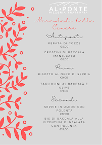 Pizzeria Pizzeria Ristorante Al Ponte à Ponte San Nicolò (le menu)