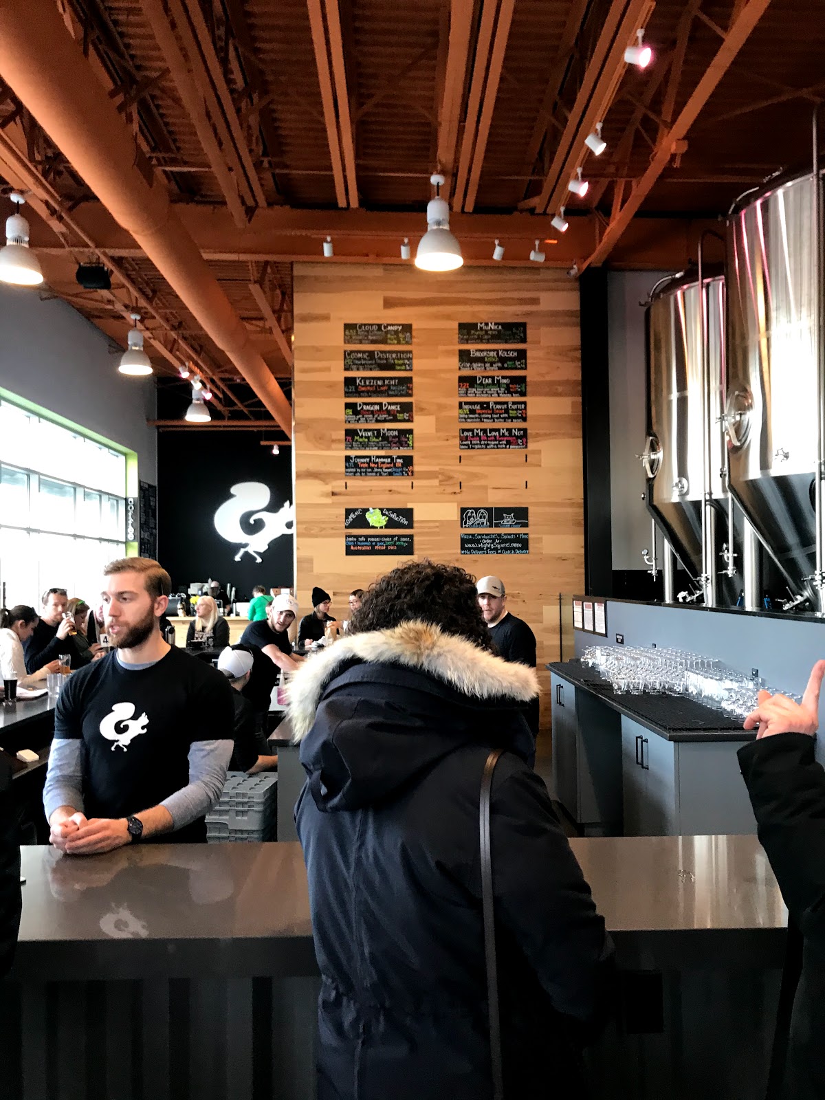 Brewing tanks in a taproom