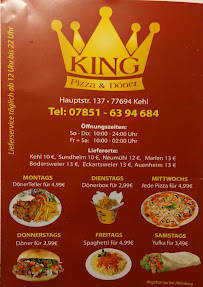 Restaurant King Pizza & Döner à Kehl (la carte)