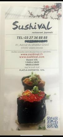 Menu / carte de Sushi Val à Valenciennes