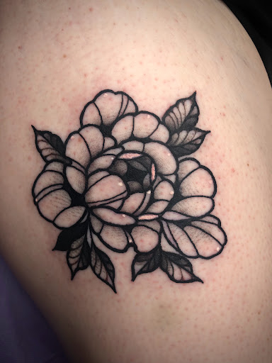 Explore lower half sleeve tattoo ideas for females, creative tattoo ideas in Adrian, available at Ambition Ink