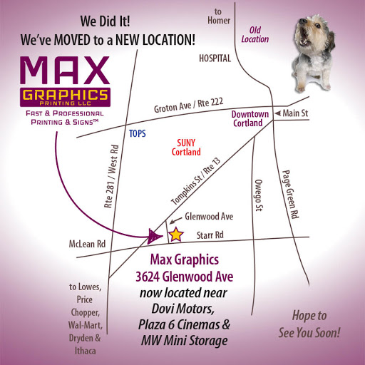 Commercial Printer «Max Graphics Printing & Signs», reviews and photos, 3624 Glenwood Ave, Cortland, NY 13045, USA