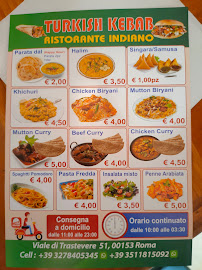 Menu / carte de Mr. Kebab Turco Istanbul à Rome