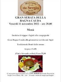 Carte du Da Sergio à Asti