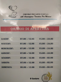 Menu du Circolo Unpli Pro Morano à Gualdo Tadino