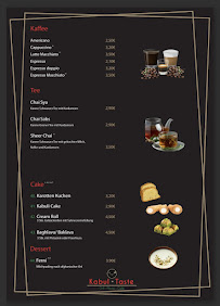 Menu / carte de Kabul Taste à Frankfurt