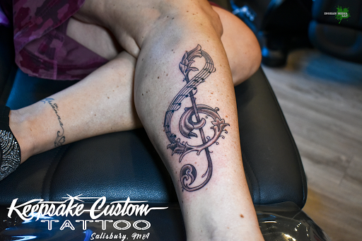 Explore thigh piece tattoo ideas, creative tattoo ideas in Salisbury, available at Keepsake Custom Tattoo & Body Piercing Laser Tattoo Removal