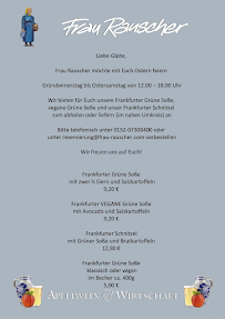 Carte du Apfelweinwirtschaft Frau Rauscher à Frankfurt