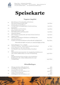 Menu du Blaues Zebra à Leipzig