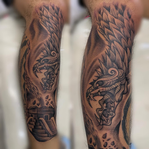 Explore tattoo ideas for leg sleeve, creative tattoo ideas in San Antonio, available at Nite Owl Tattoo Studio