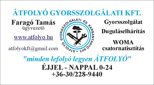 ÁTFOLYÓ Gyorsszolgálati Kft DUGULÁS ELHÁRÍTÓ - Budapest