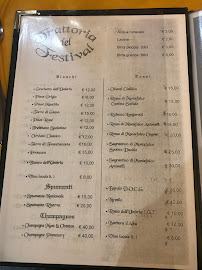 Menu / carte de Trattoria Del Festival à Spoleto