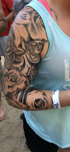 Explore calf tattoo ideas for guys, creative tattoo ideas in Jefferson, available at Muse Studio Art & Tattoos (Private Studio)