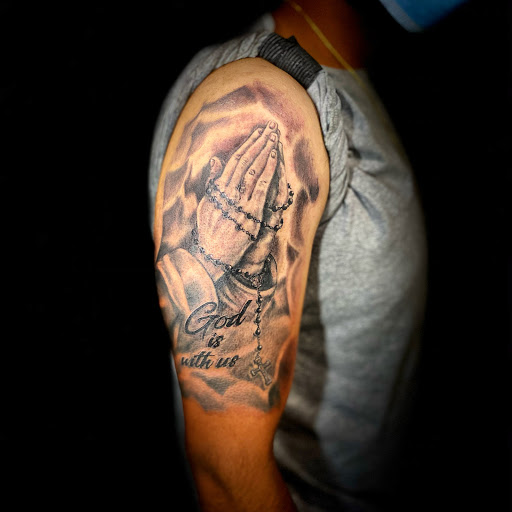 Explore chest to arm tattoo ideas, creative tattoo ideas in Ronkonkoma, available at Ink Buster Tattoo