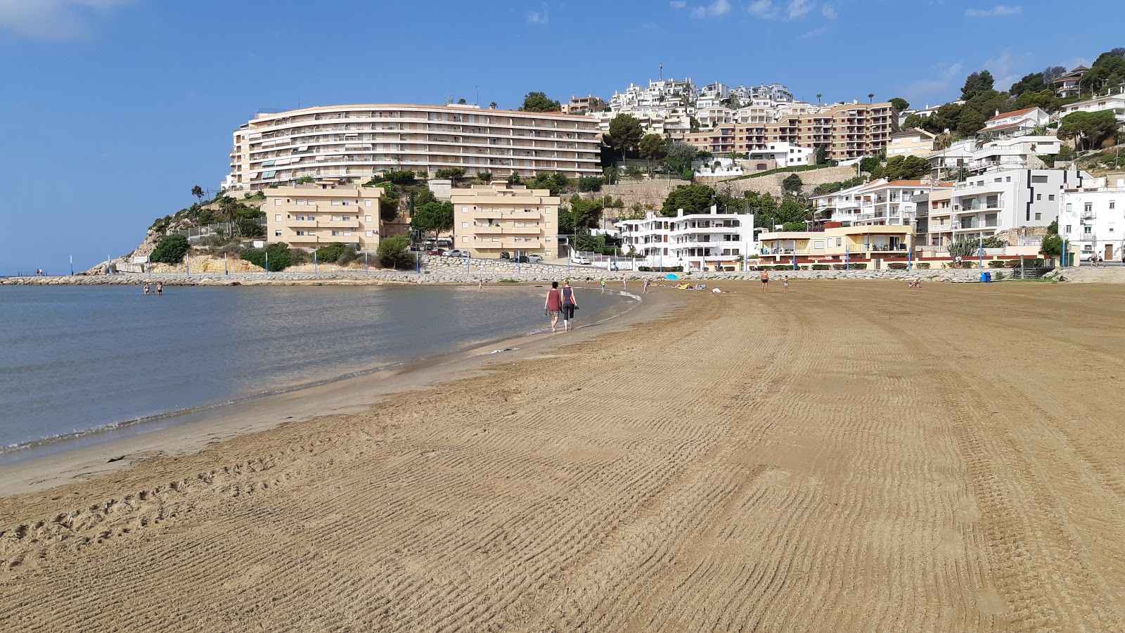 Foto di Platja del Migjorn con una superficie del sabbia marrone