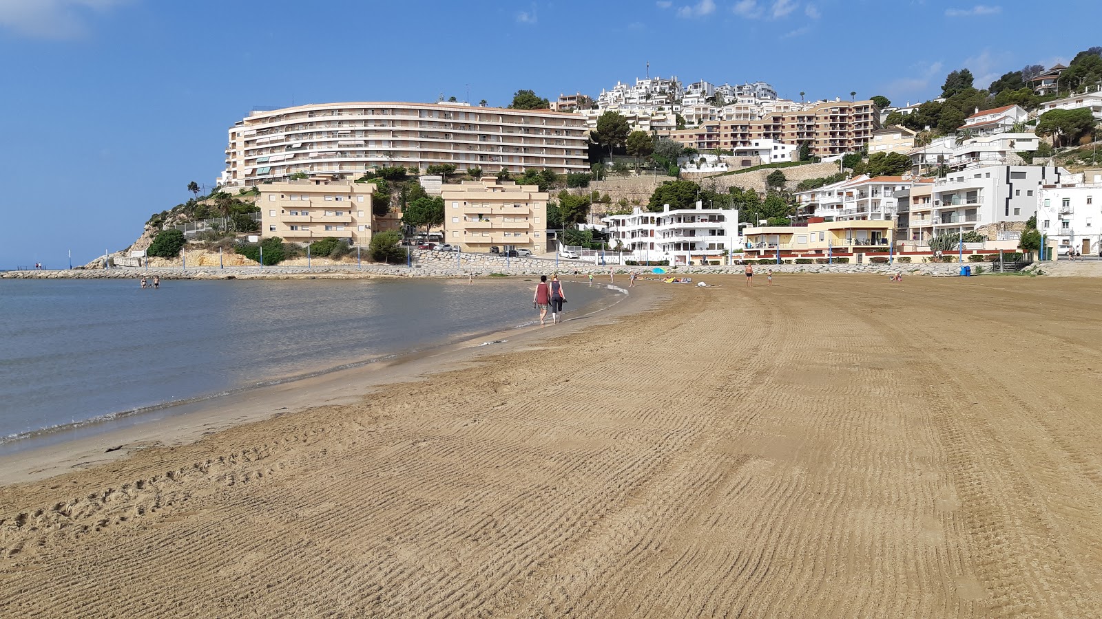 Platja del Migjorn'in fotoğrafı kahverengi kum yüzey ile