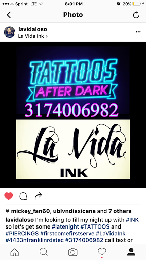 Tattoo Shop «La Vida Ink», reviews and photos, 4602 N Franklin Rd, Indianapolis, IN 46226, USA