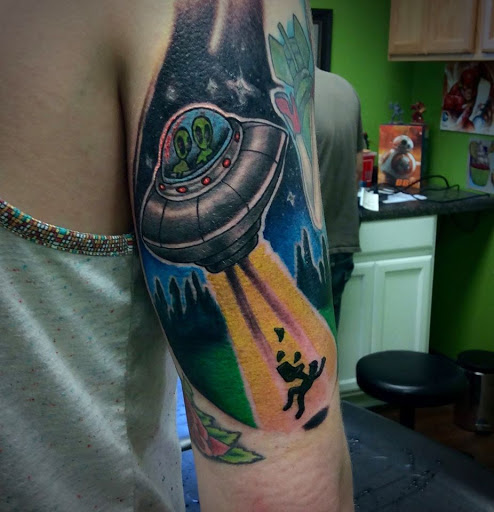 Explore tattoo ideas arm male, creative tattoo ideas in Springfield, available at Poke and a Rub art studio