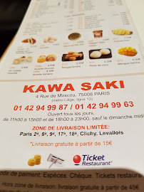 Menu du Kawasaki Sushi à Paris