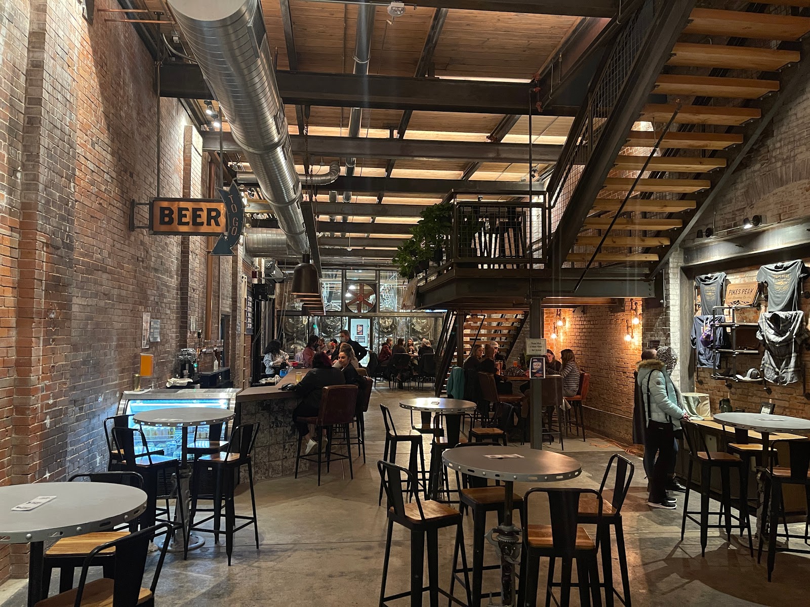 Brewing tanks in a taproom