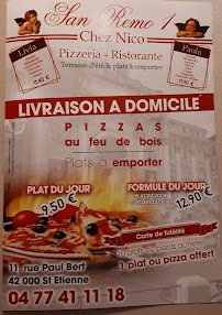 Menu / carte de Pizzeria San Remo - Chez Nico à Saint-Étienne