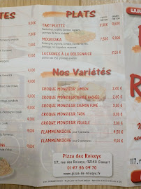 Pizza des Roissys à Clamart carte