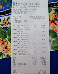 Solar dos Amigos à Caldas da Rainha menu