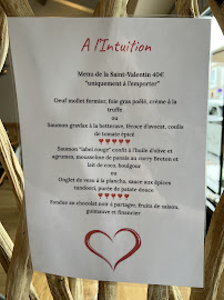 Menu / carte de A l' intuition à Dives-sur-Mer