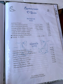 Restaurant O Guia à Sines (le menu)
